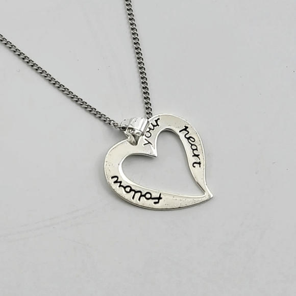 Sterling Silver Open Heart Pendant Necklace - 18” - Picture 3 of 6